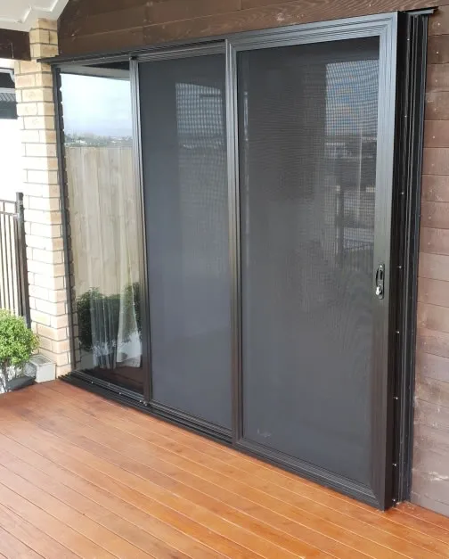 Security door on large double stacker slider.